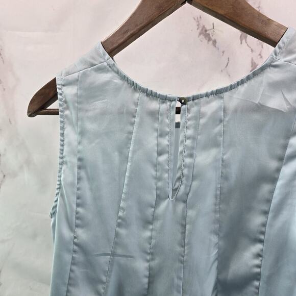 Anthropologie Top Womens Small Light Blue Tank Satin Flared Swing Flared - Picture 6 of 10